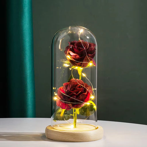 Forever Yours Eternal Red Rose in LED Glass Dome