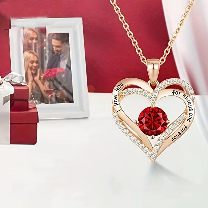 Love's Flame: Red Zircon Pendant Necklace with Rose Gift Box