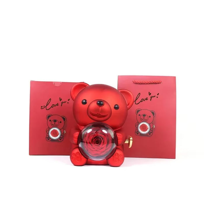 Eternal Love Gift Box Rose Bear Necklace Jewelry Box