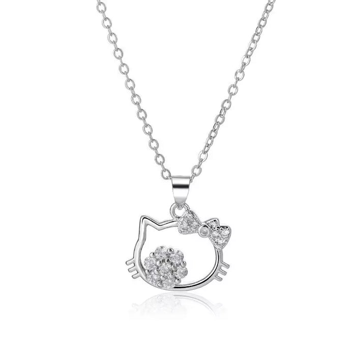 Sanrio Kawaii Hello Kitty Sparkling Diamond Necklace