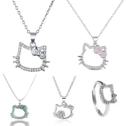 Sanrio Kawaii Hello Kitty Sparkling Diamond Necklace