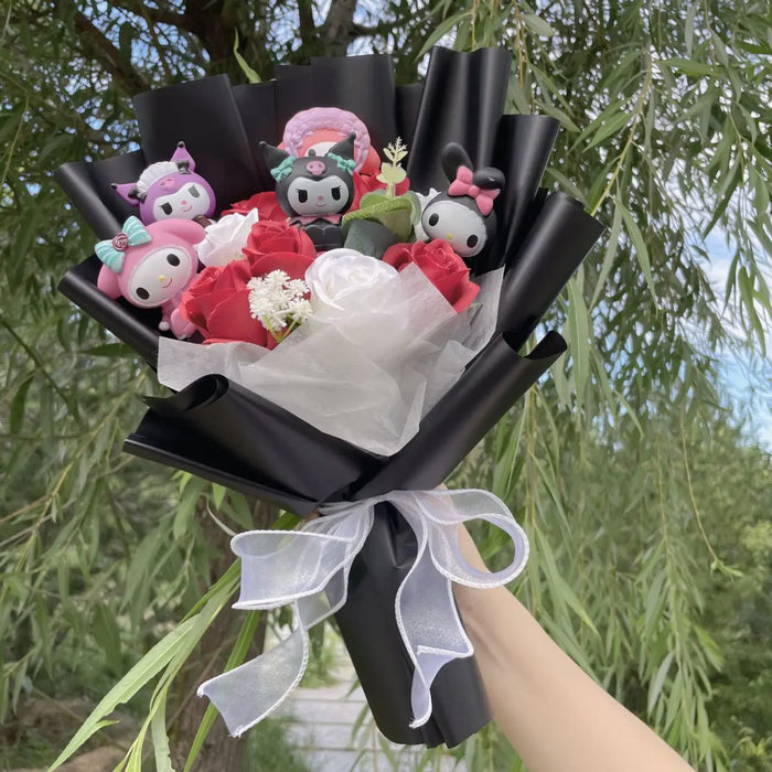 Kawaii Hello Kitty Bouquet Artificial Flowers & Cat Doll