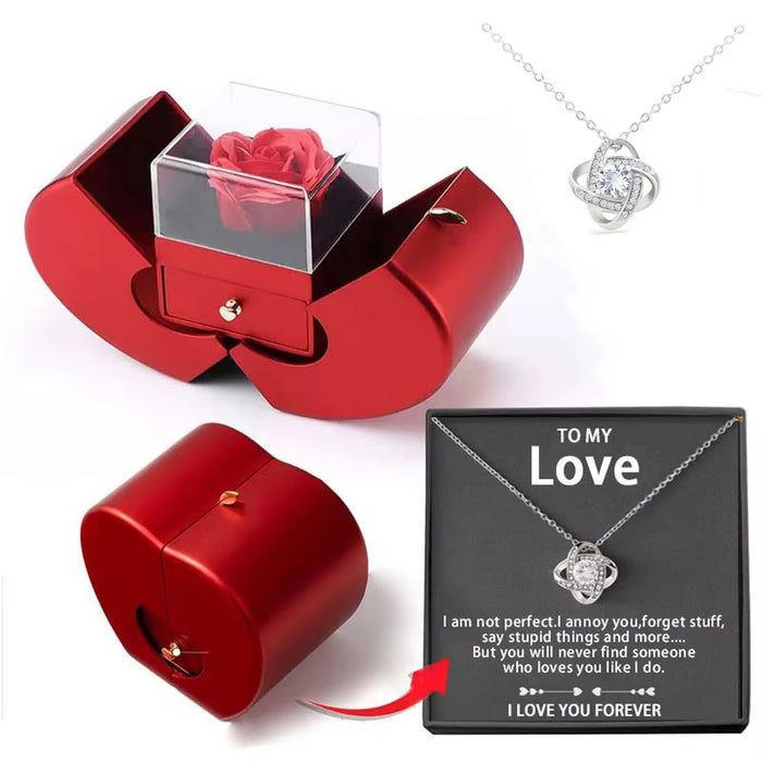 Apple Jewelry Box with Eternal Flower Rose Flower