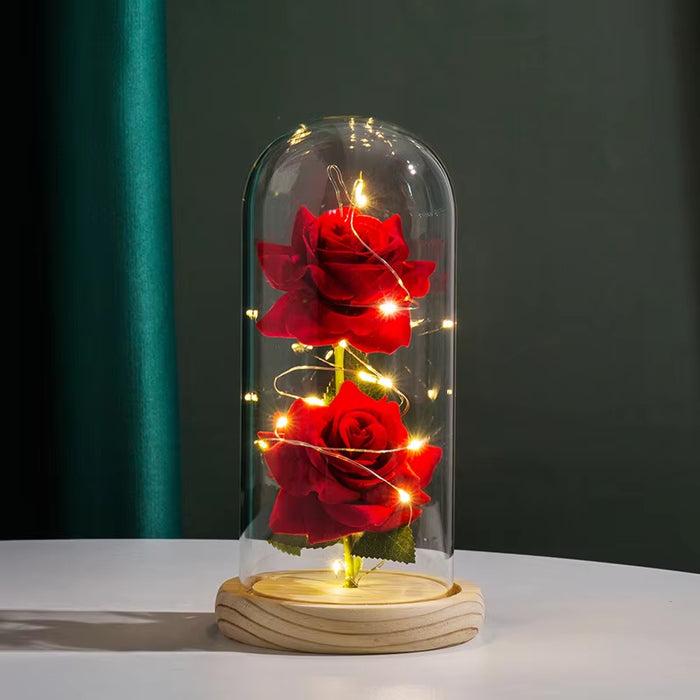 Forever Yours Eternal Red Rose in LED Glass Dome