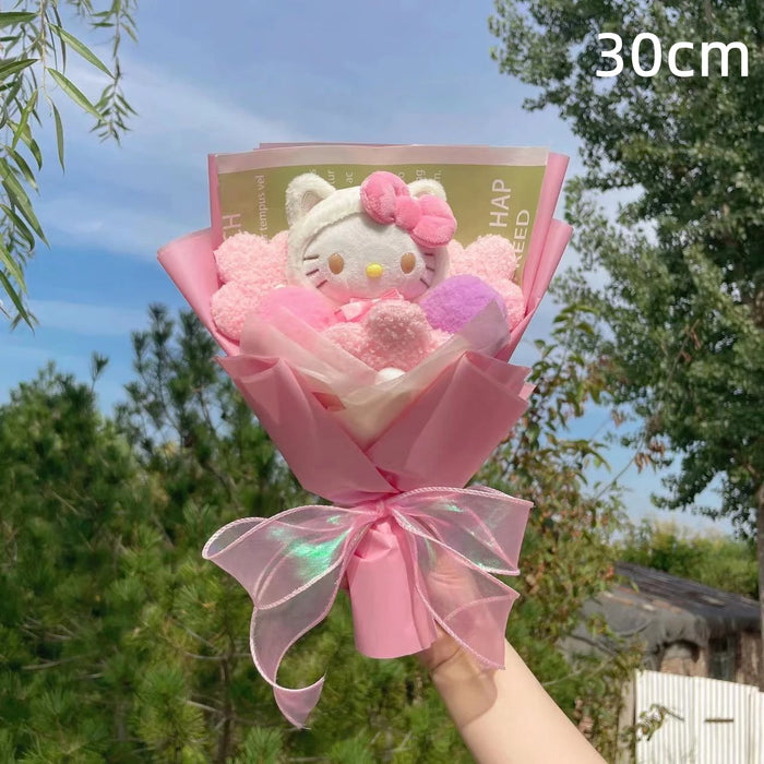 Kawaii Hello Kitty Bouquet Artificial Flowers & Cat Doll