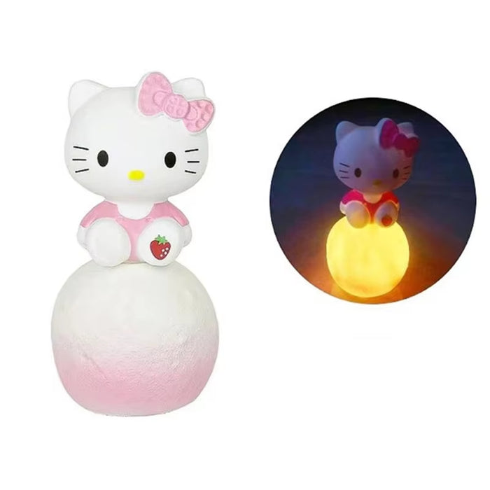 Kawaii 3D LED Night Light Sanrio Cinnamoroll & Hello Kitty Moon Lamp