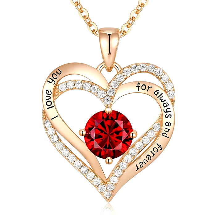 Love's Flame: Red Zircon Pendant Necklace with Rose Gift Box