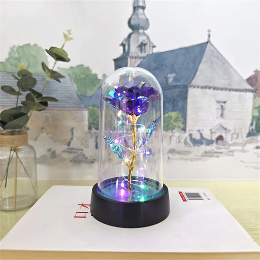 Timeless Romance Glass Cover Eternal Rose LED Light Foil Flower