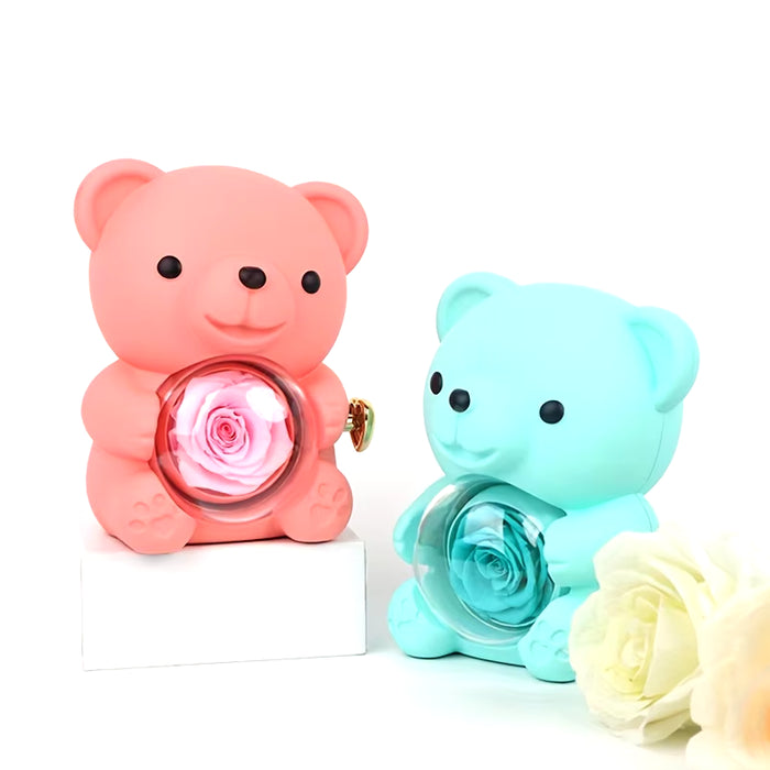 Eternal Love Gift Box Rose Bear Necklace Jewelry Box