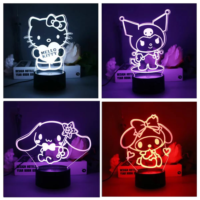 Sanrio 3D LED Night Light Kawaii Cinnamoroll & Kuromi Cartoon Lamp