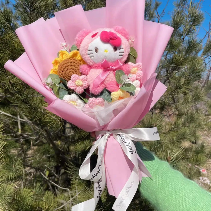 Kawaii Hello Kitty Bouquet Artificial Flowers & Cat Doll