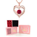 Luxury Red Zircon Heart Necklace with 6 Roses Gift Box