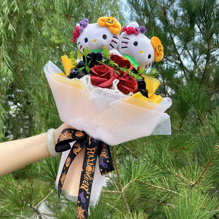 Kawaii Hello Kitty Bouquet Artificial Flowers & Cat Doll