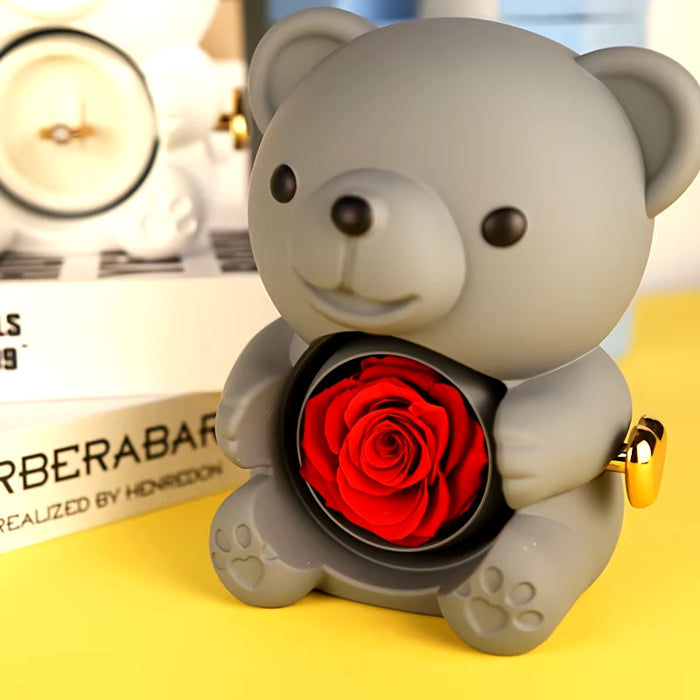 Eternal Love Gift Box Rose Bear Necklace Jewelry Box